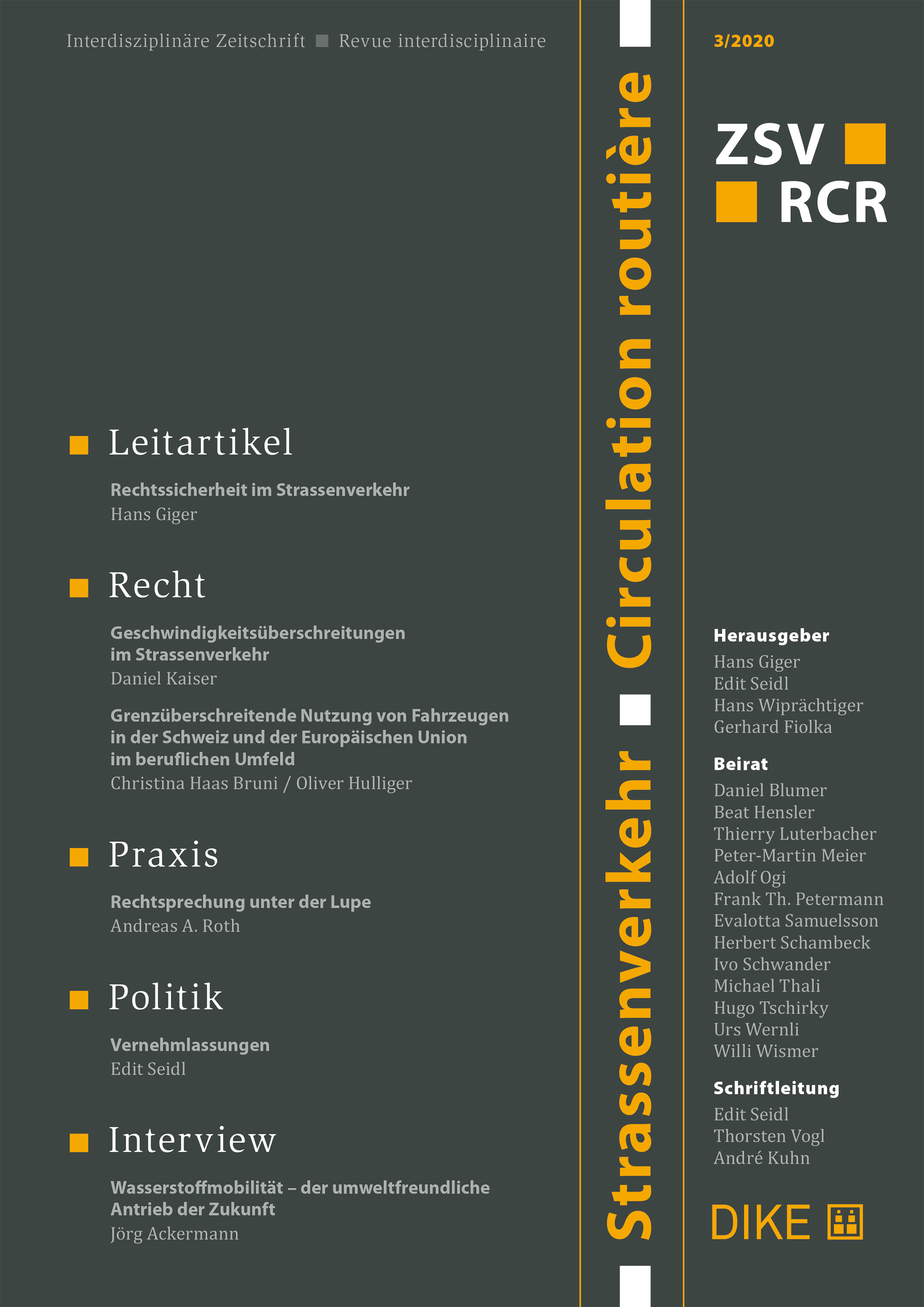 Strassenverkehr / Circulation routière 3/2020 - DIKE Verlag